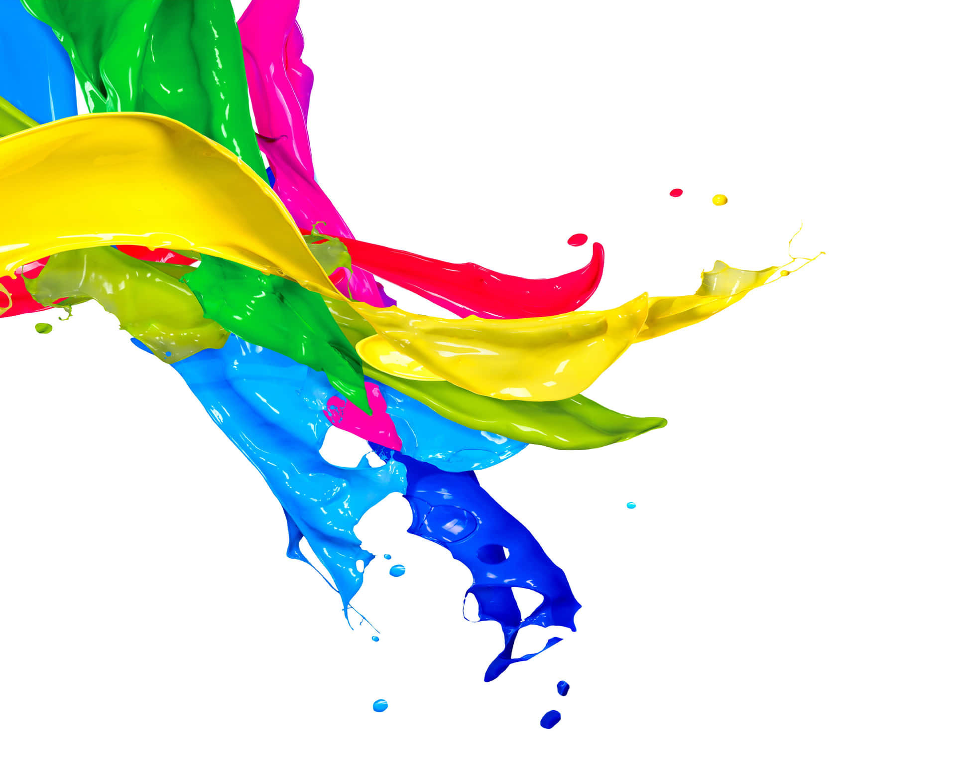 Colorful Paint Splashing On A White Background
