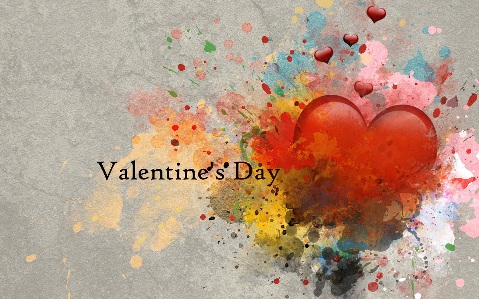 Color Splash Heart Valentines Desktop Wallpaper