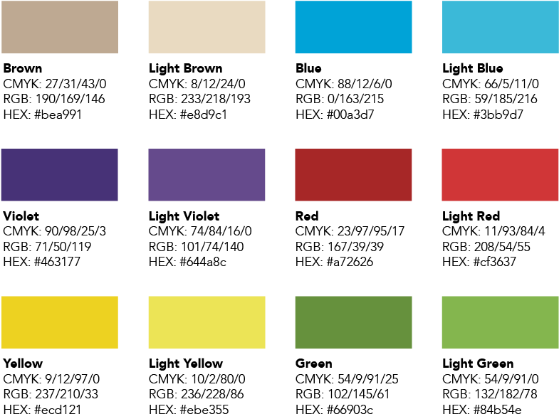 Color Swatch Chartwith Codes PNG