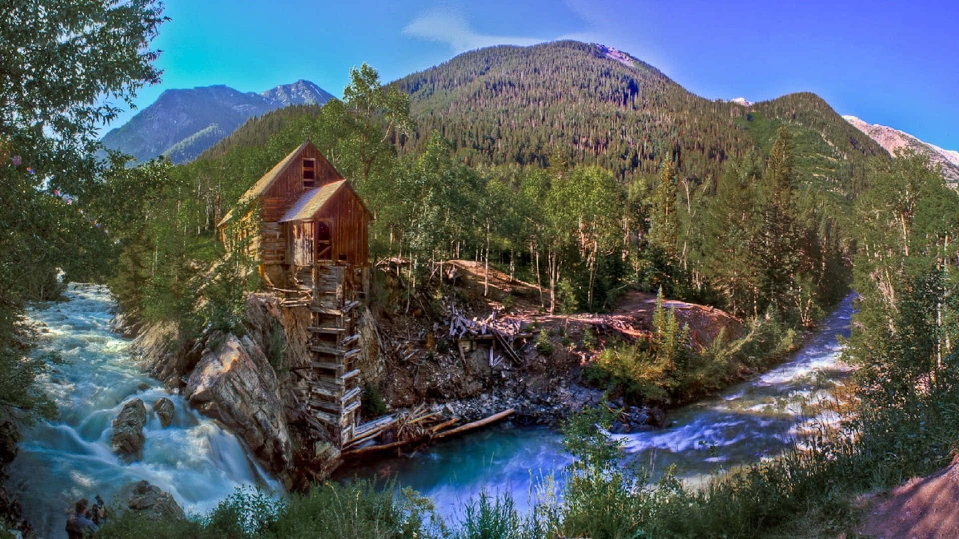 Sfondodesktop Con Il Crystal Mill Storico In Colorado Sfondo