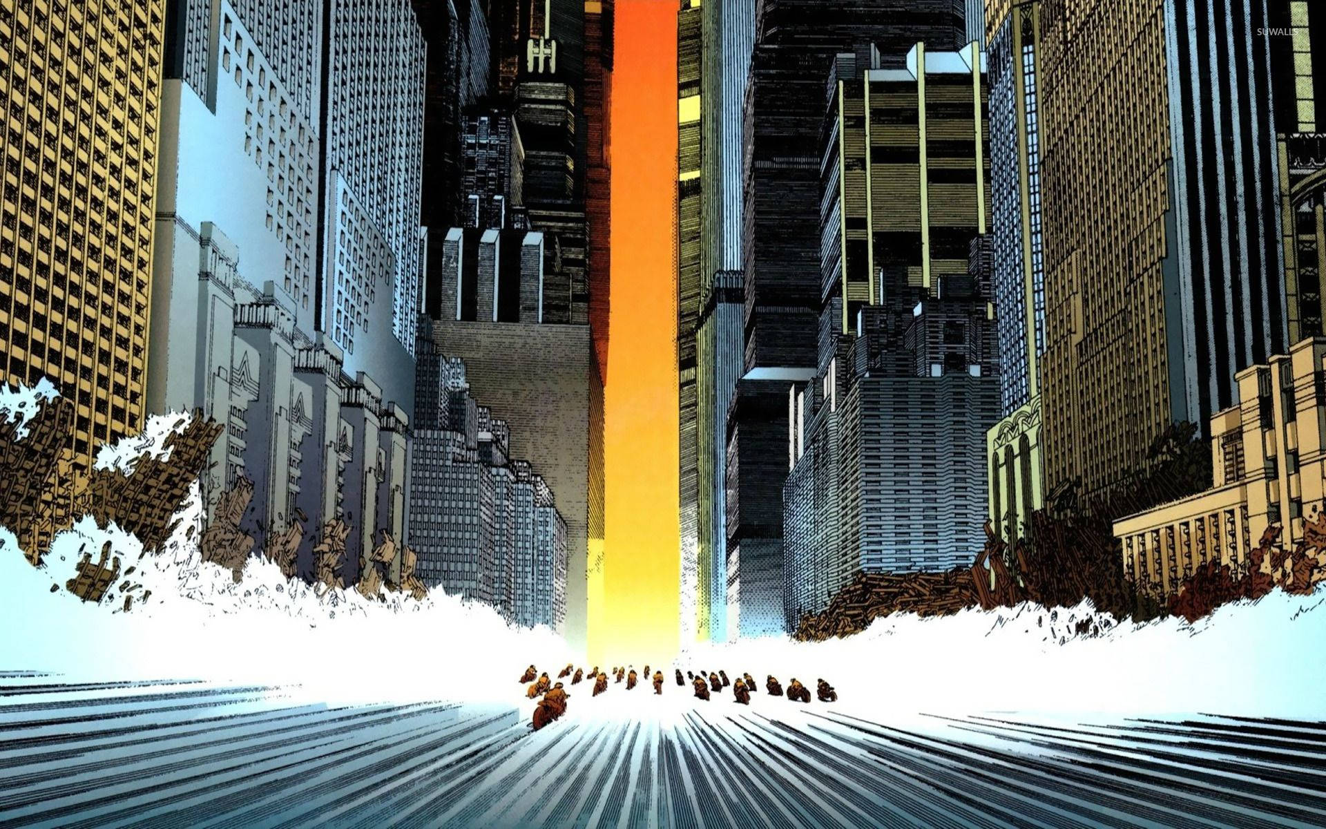 Night falls on the fusion of past and present, Akira's Neo-Tokyo Wallpaper