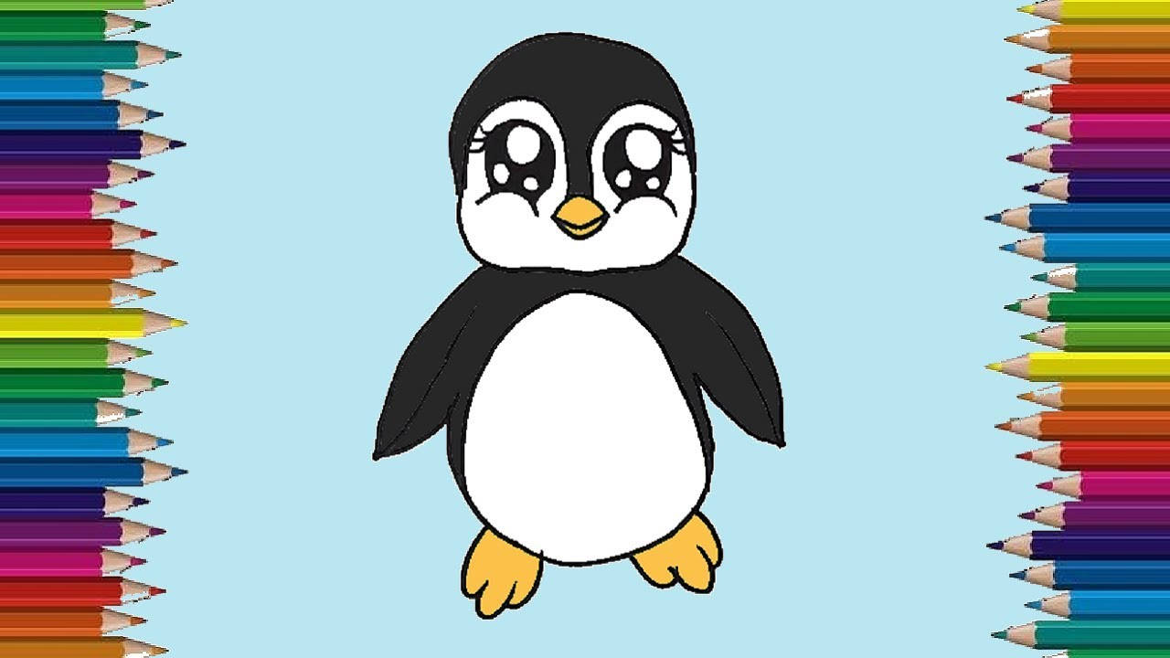 Artede Um Pinguim Bebê Colorido. Papel de Parede