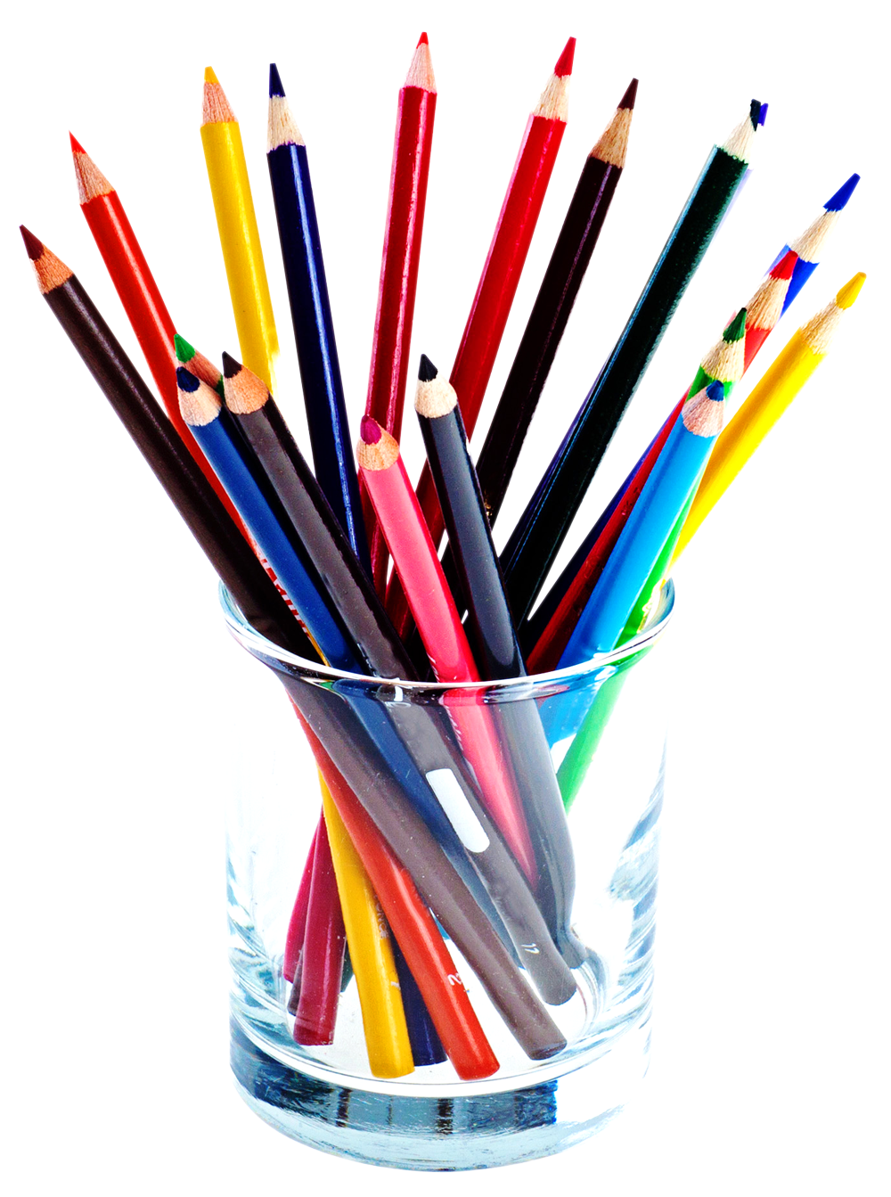 Colored Pencilsin Glass Container PNG