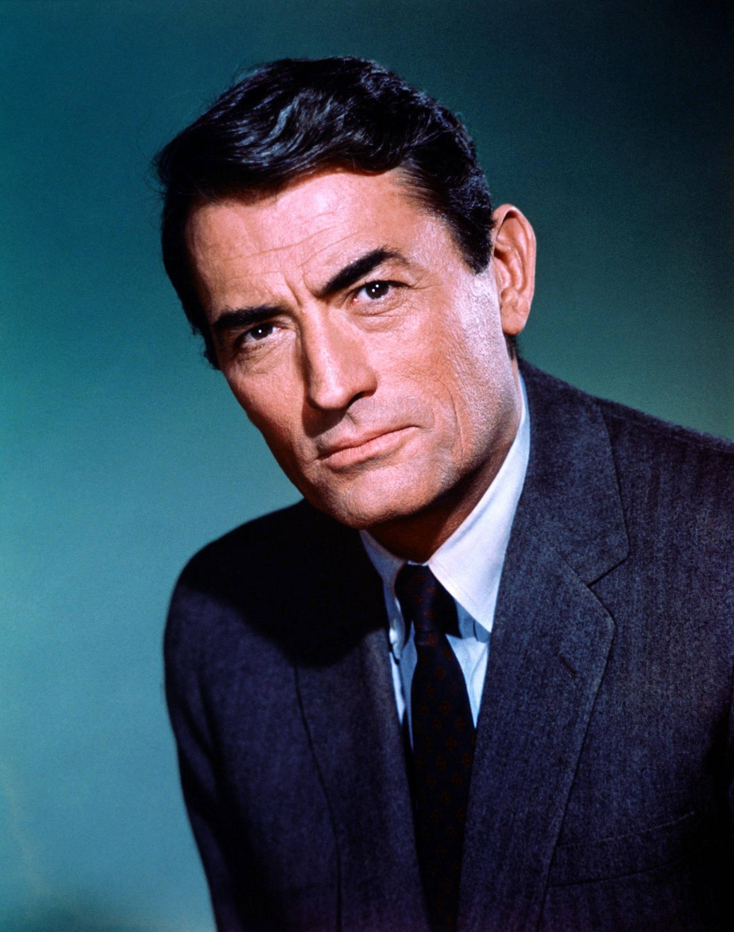 Colored Portrait Of Actor Gregory Peck Wallpaper