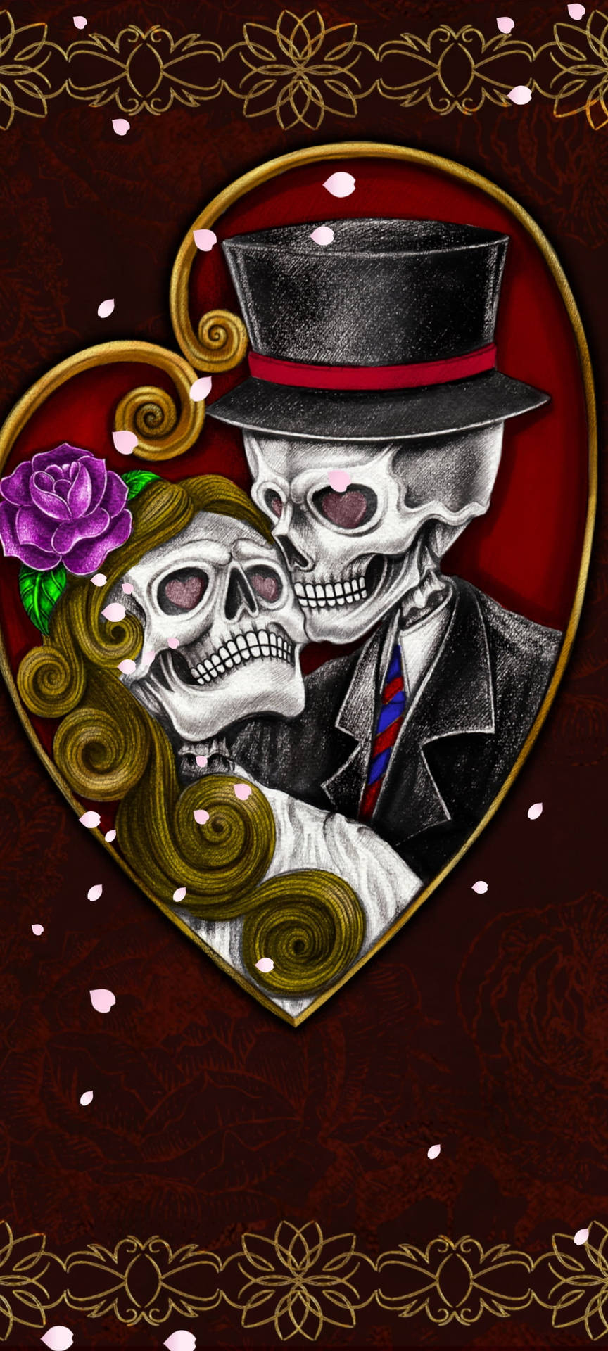 Colored Skeleton Love Wallpaper