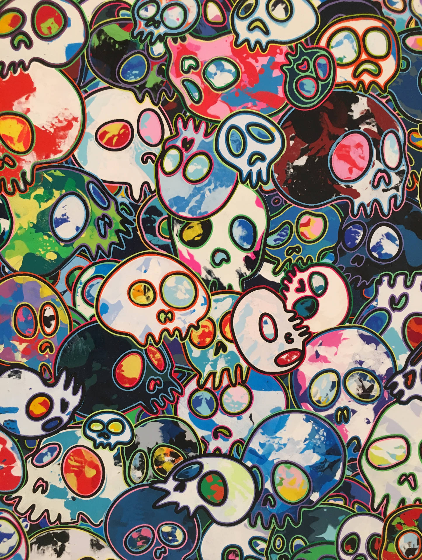 Colored Skulls Takashi Murakami 4k Background