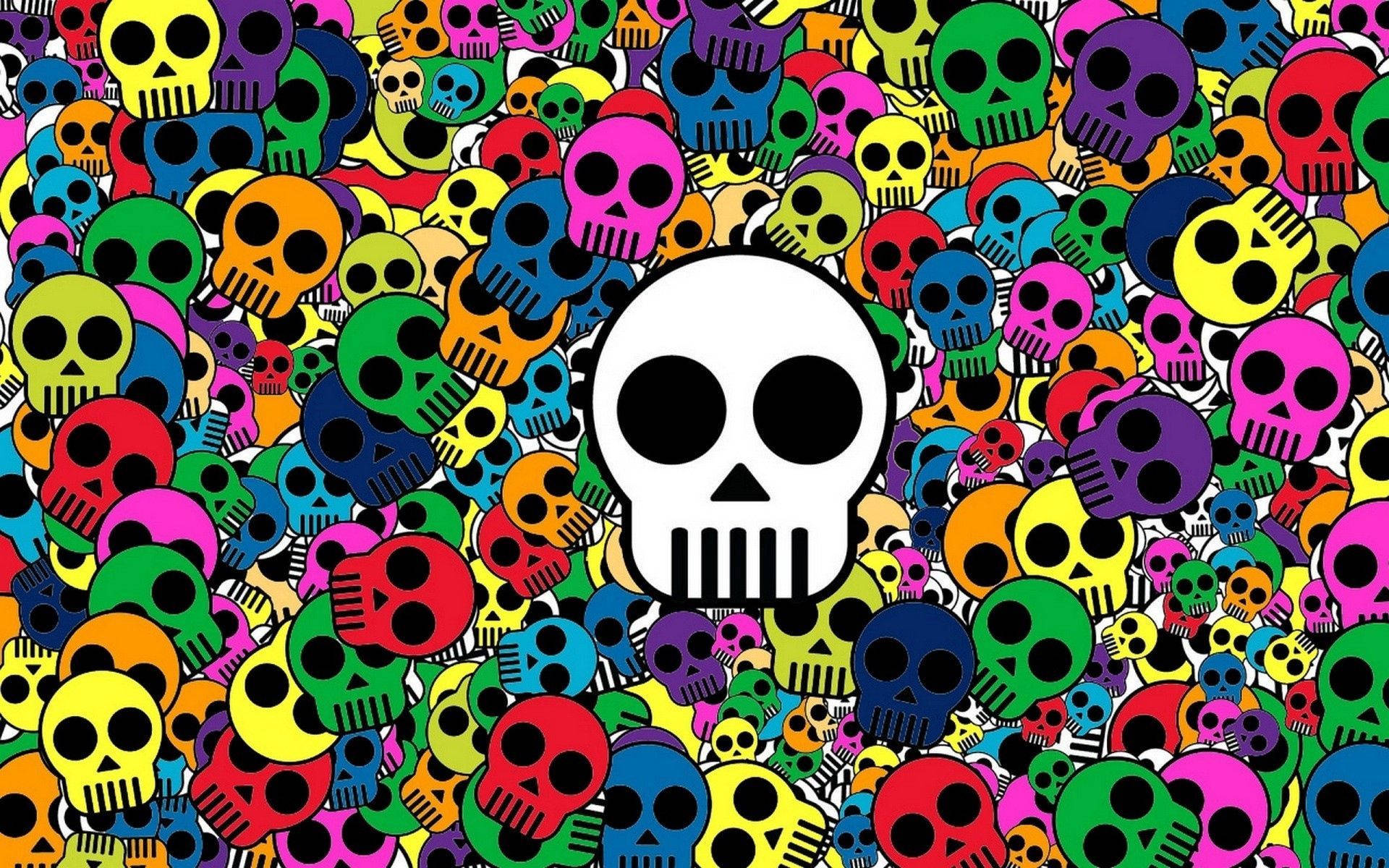Farverig 2D mange skeletter Wallpaper