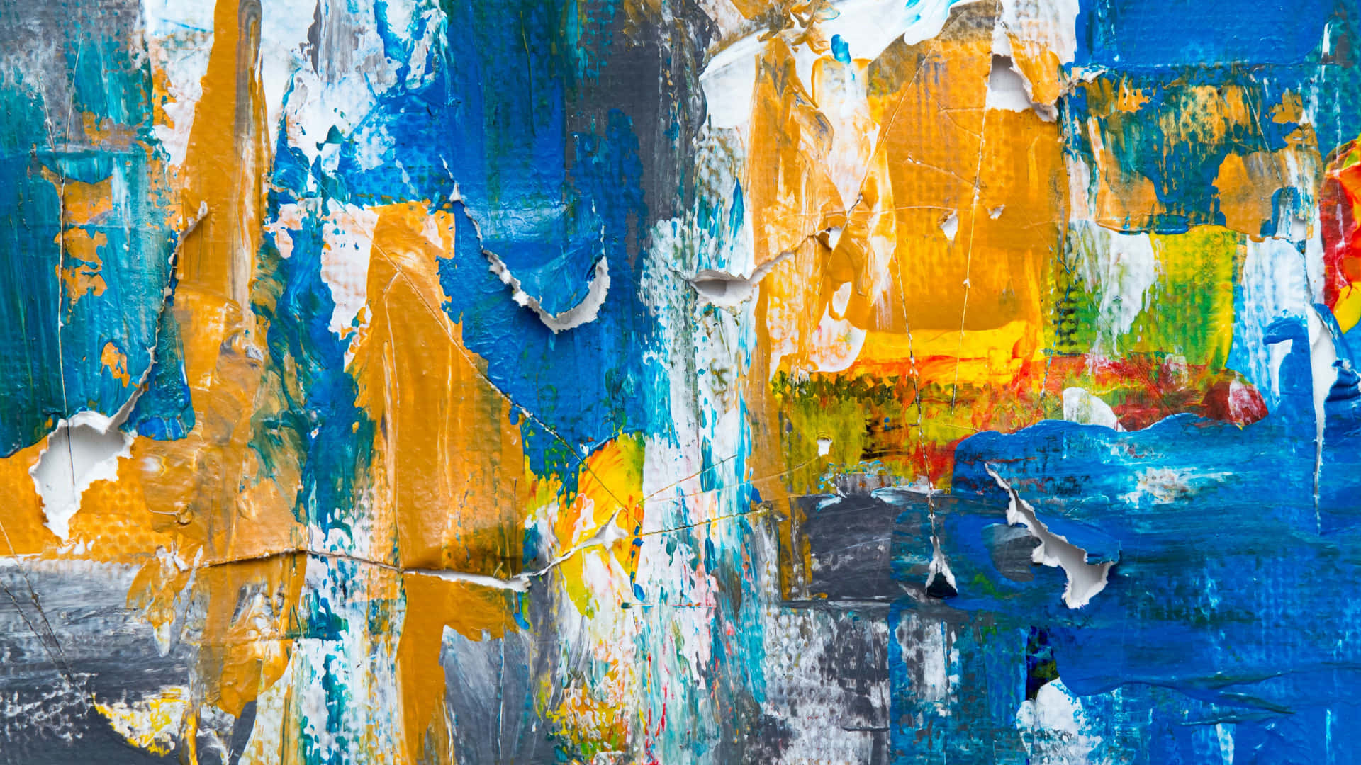 Farverig abstrakt kunst på revnet lærred Wallpaper