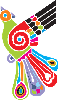 Colorful Abstract Bird Art PNG