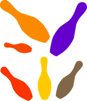 Colorful Abstract Bowling Pins PNG