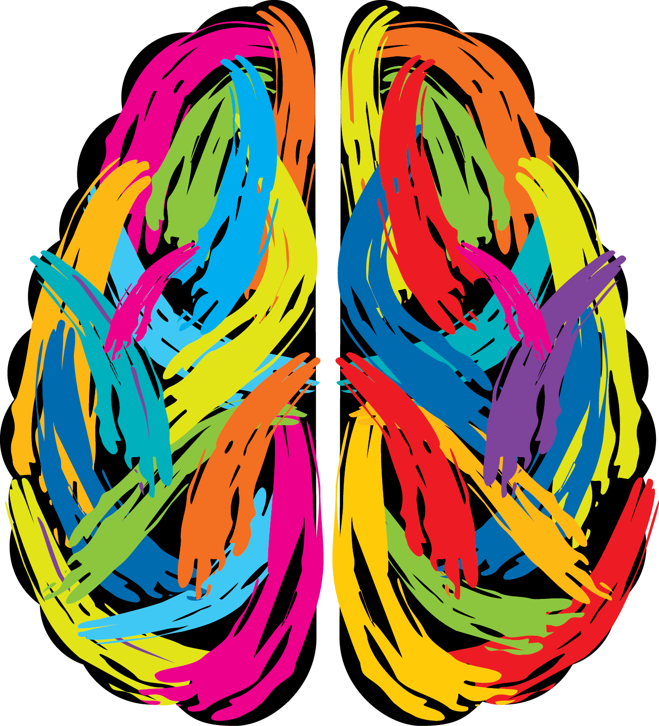 Colorful Abstract Brain Art PNG