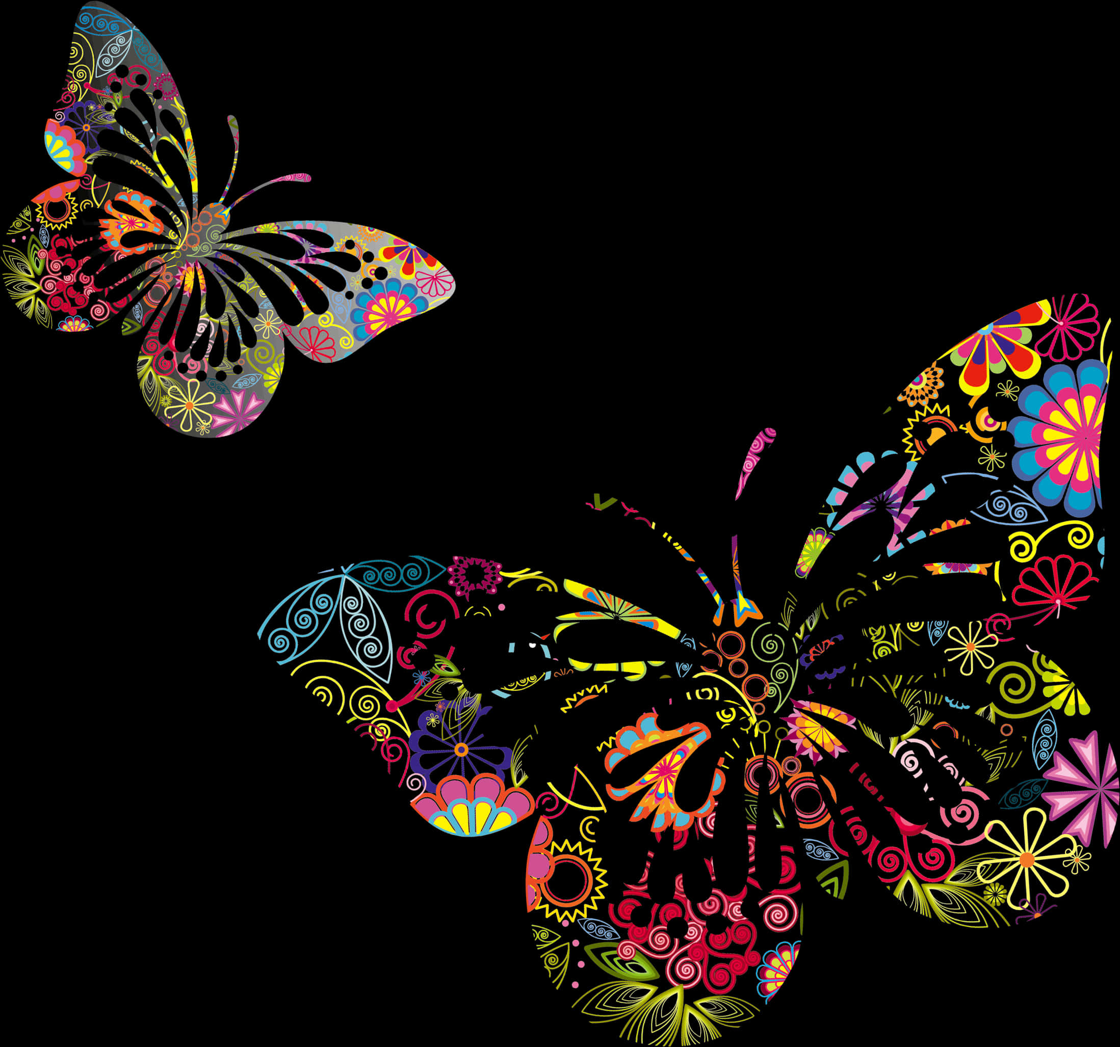 Colorful Abstract Butterflies PNG