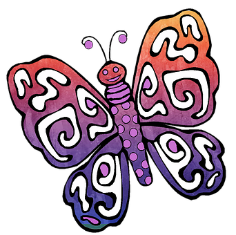 Colorful Abstract Butterfly Art PNG