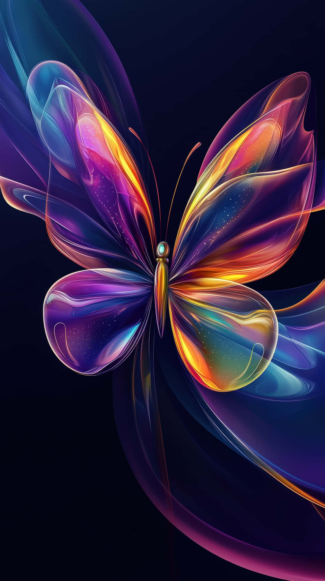 Colorful Abstract Butterfly With Glowing Translucent Wings Wallpaper