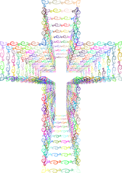 Colorful_ Abstract_ Curlicue_ Cross PNG