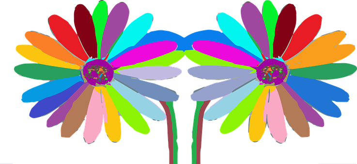 Colorful Abstract Daisies PNG