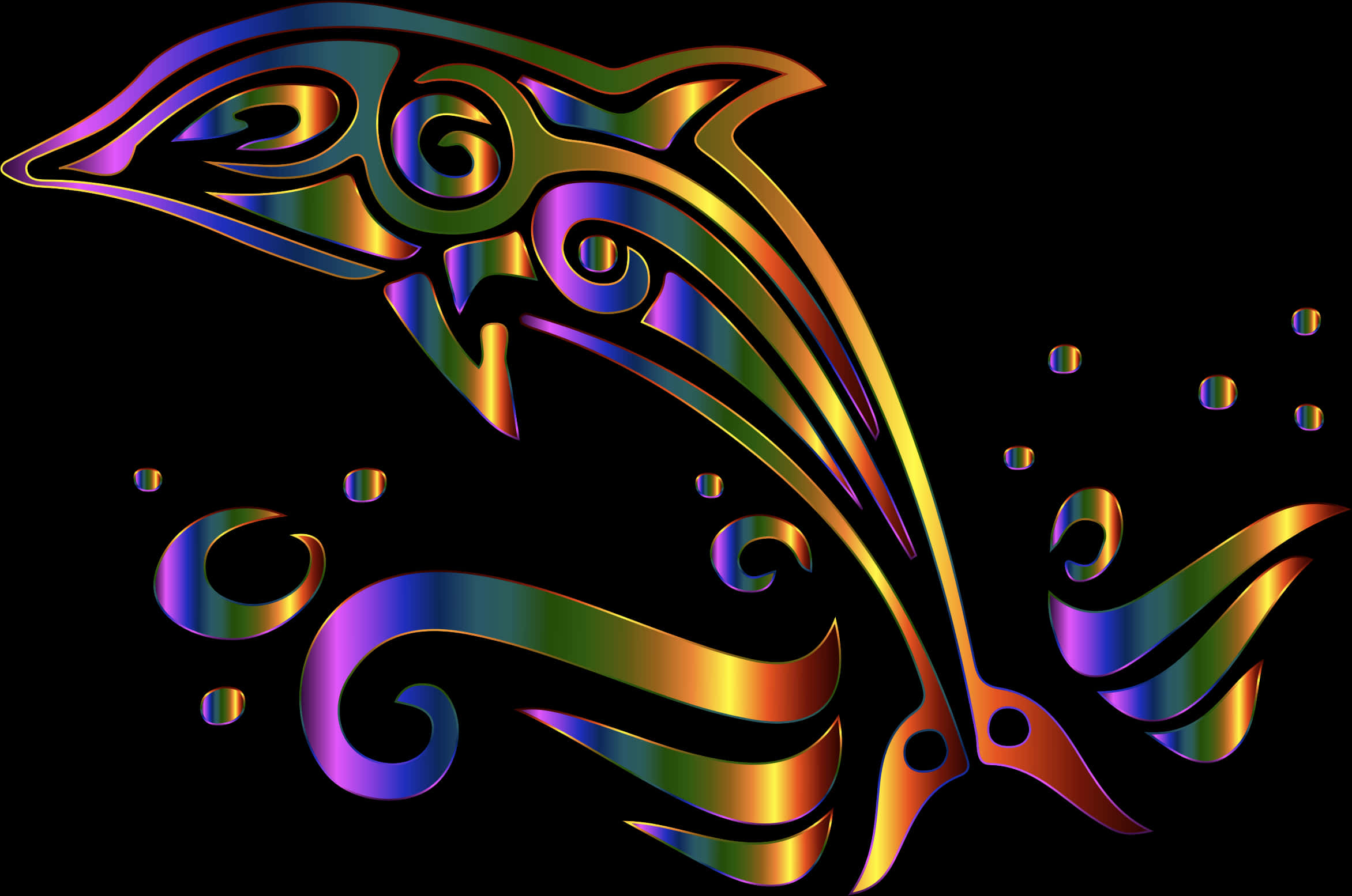 Colorful Abstract Dolphin Art PNG