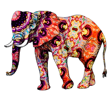 Colorful Abstract Elephant Art PNG