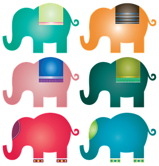 Colorful Abstract Elephant Illustrations PNG