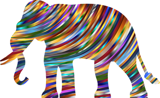 Colorful Abstract Elephant Silhouette PNG