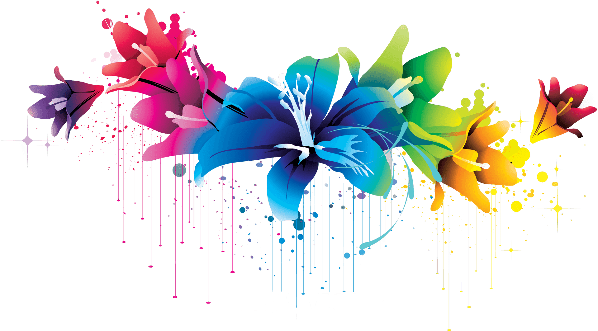 Colorful Abstract Floral Design PNG