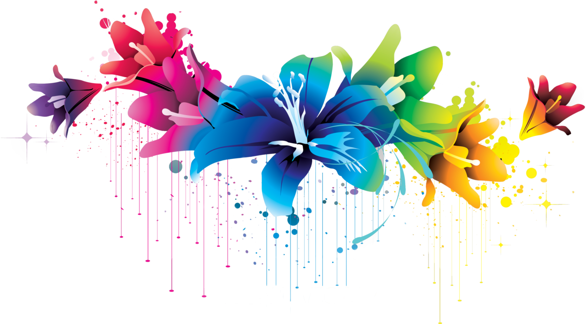 Colorful Abstract Floral Design PNG