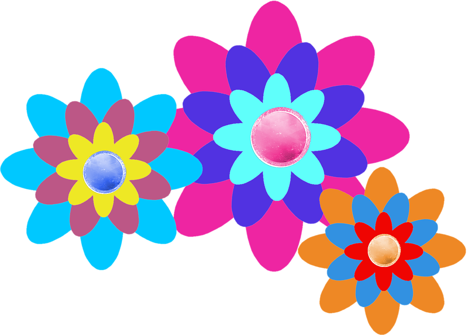 Colorful Abstract Flowers PNG