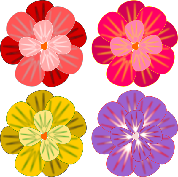 Colorful Abstract Flowers Illustration PNG