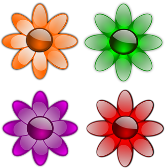 Colorful Abstract Flowers Vector PNG