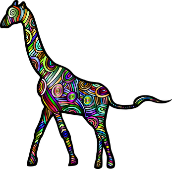 Colorful Abstract Giraffe Art PNG