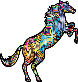 Colorful Abstract Horse Art PNG