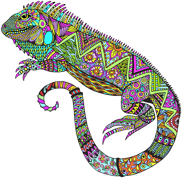 Colorful Abstract Iguana Artwork PNG