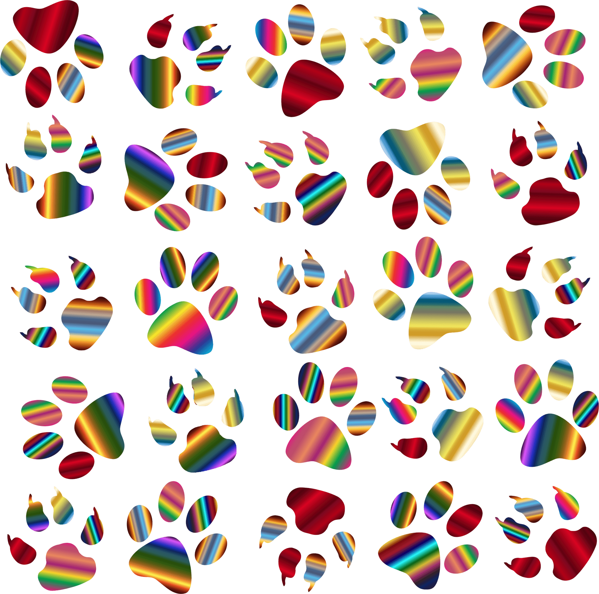 Colorful Abstract Paw Prints Pattern PNG