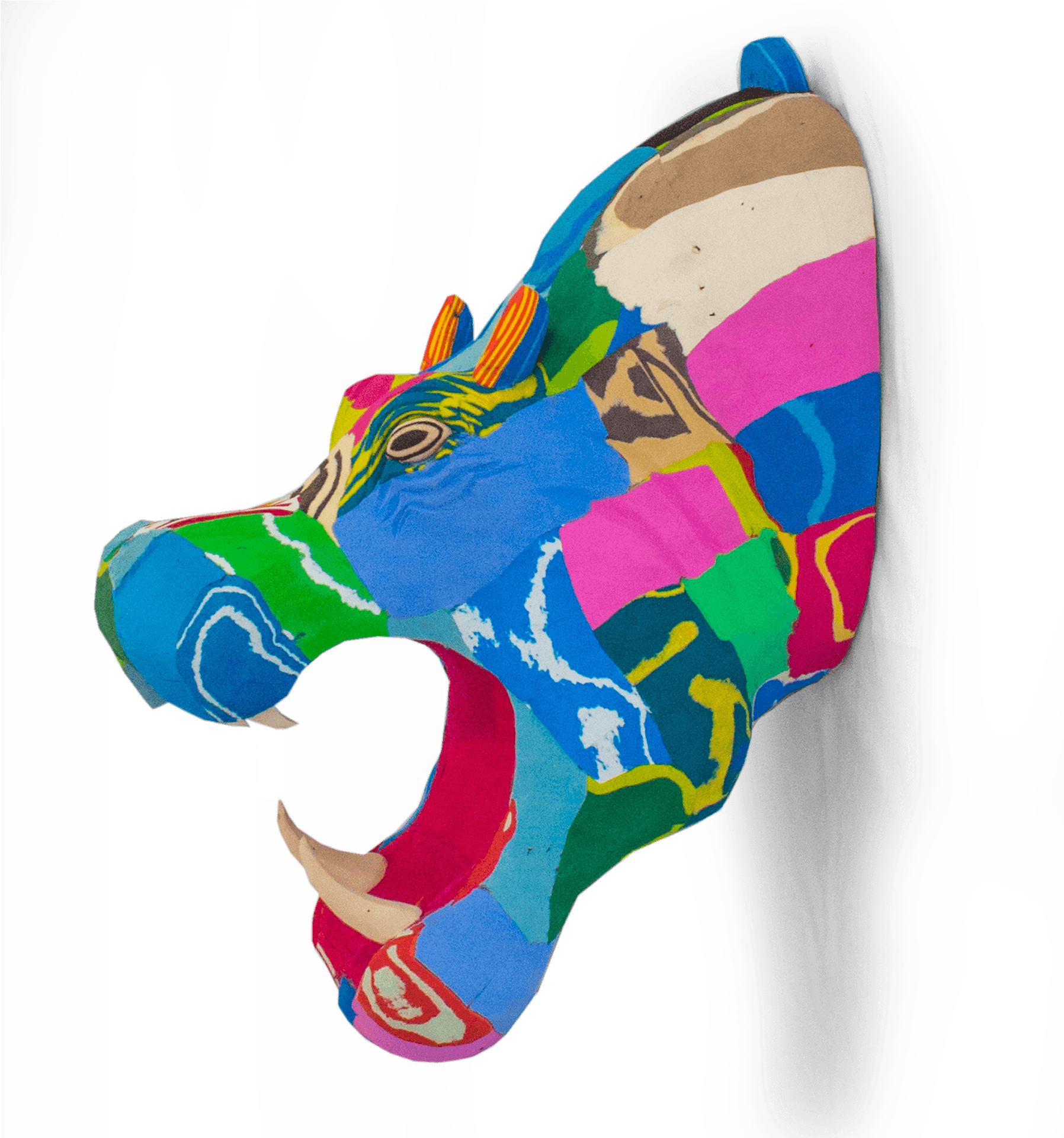 Colorful Abstract Rhino Head Wall Art PNG