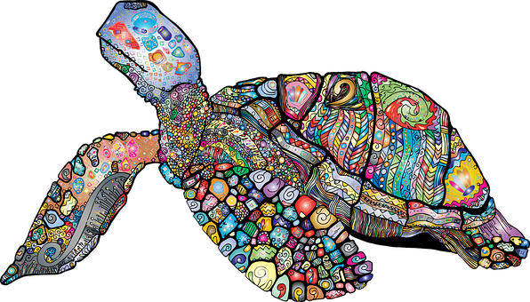 Colorful Abstract Sea Turtle Artwork PNG