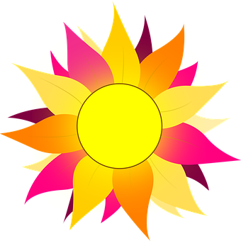 Colorful Abstract Sun Graphic PNG