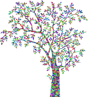 Colorful Abstract Tree Art PNG