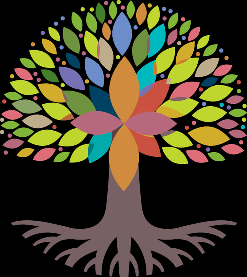 Colorful Abstract Tree Graphic PNG