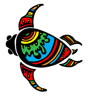 Colorful Abstract Turtle Art PNG