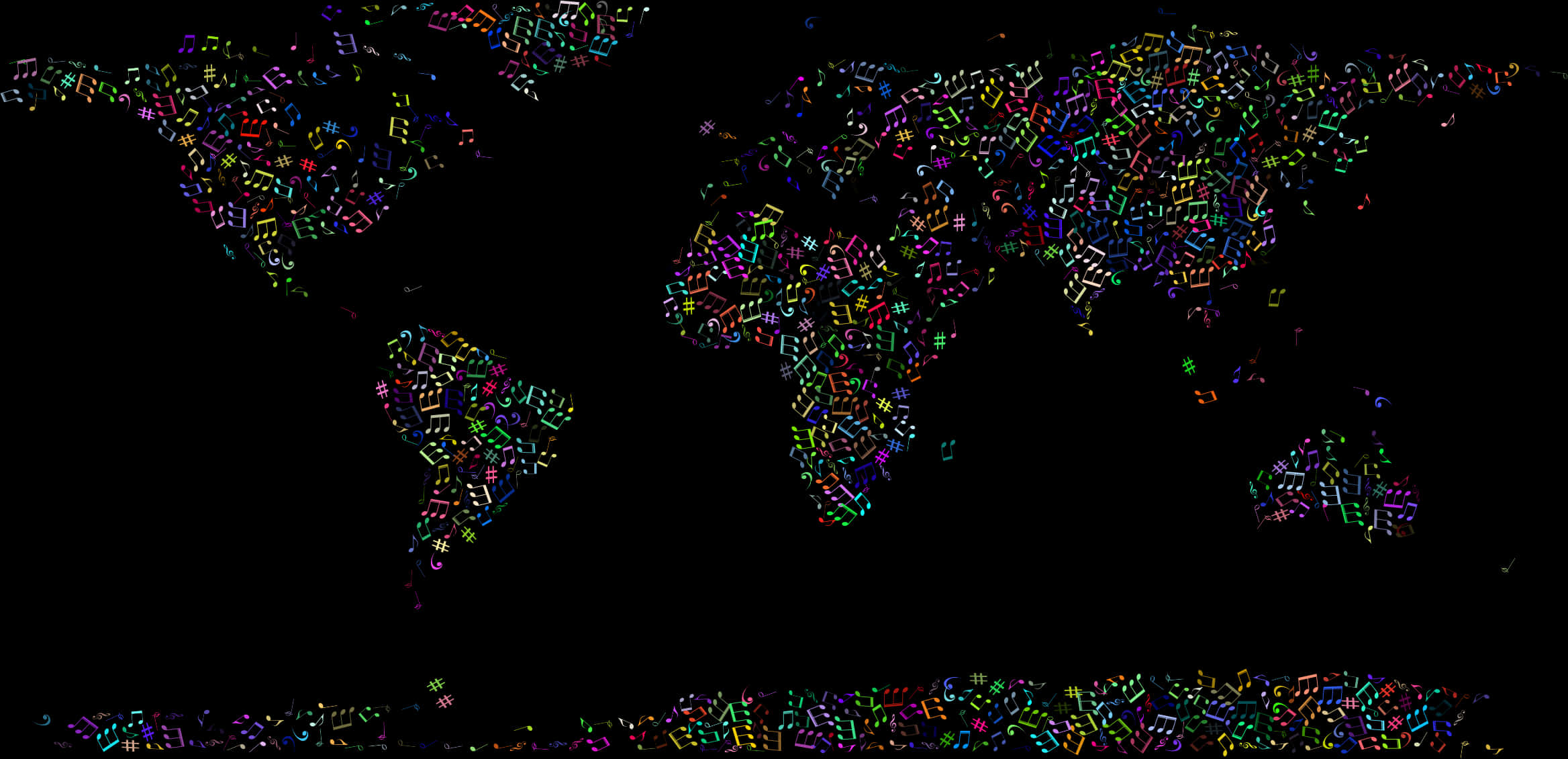 Colorful Abstract World Map PNG
