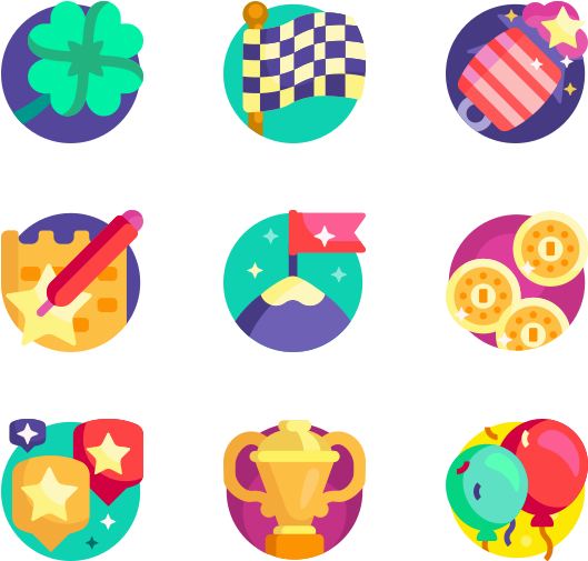 Colorful Achievementand Reward Icons PNG