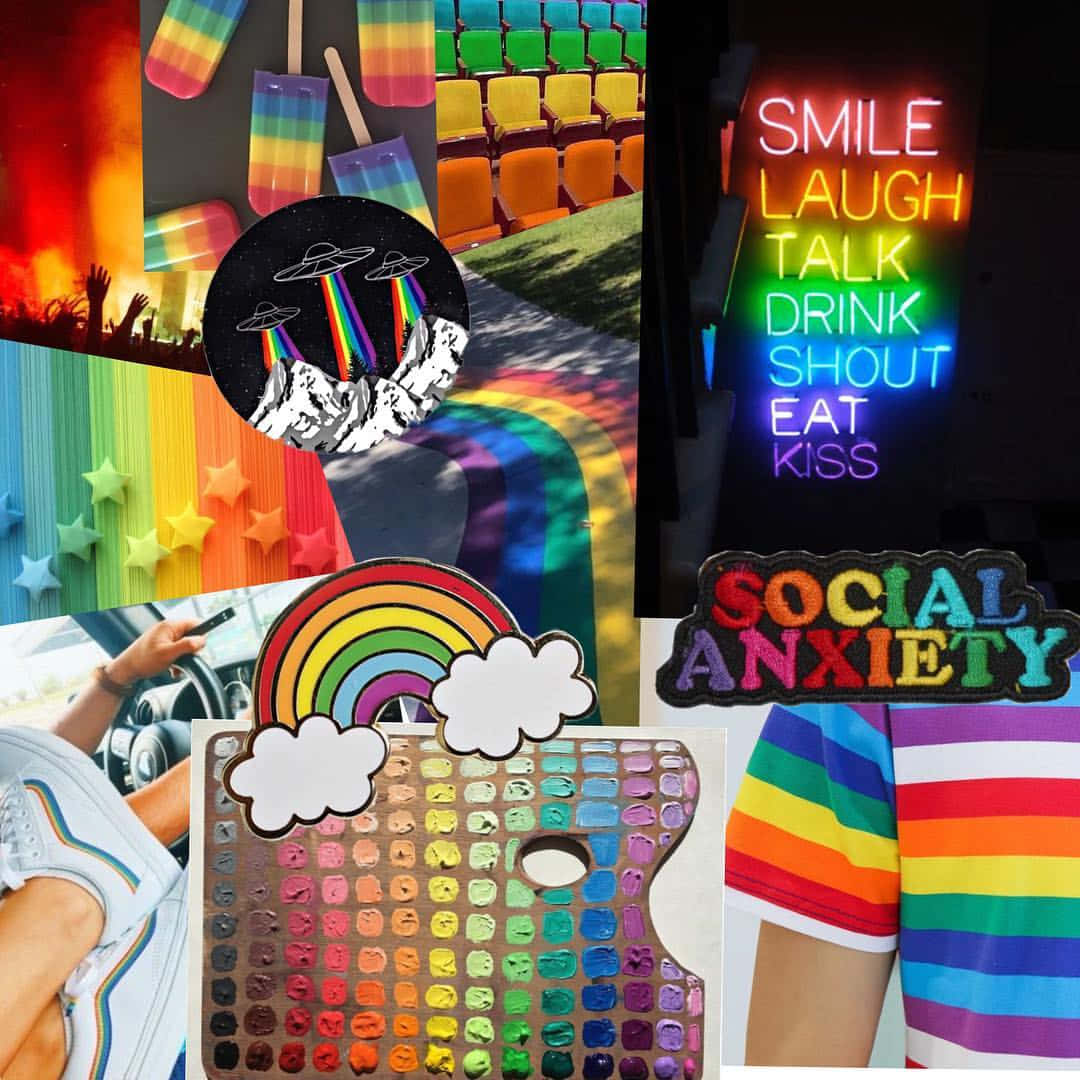 Colorful Aesthetic Rainbow Aesthetic Collage Wallpaper