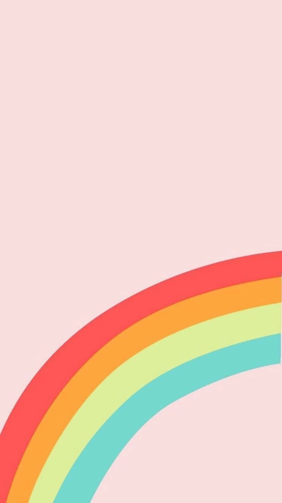 Colorful Aesthetic Rainbow On Pink Wallpaper