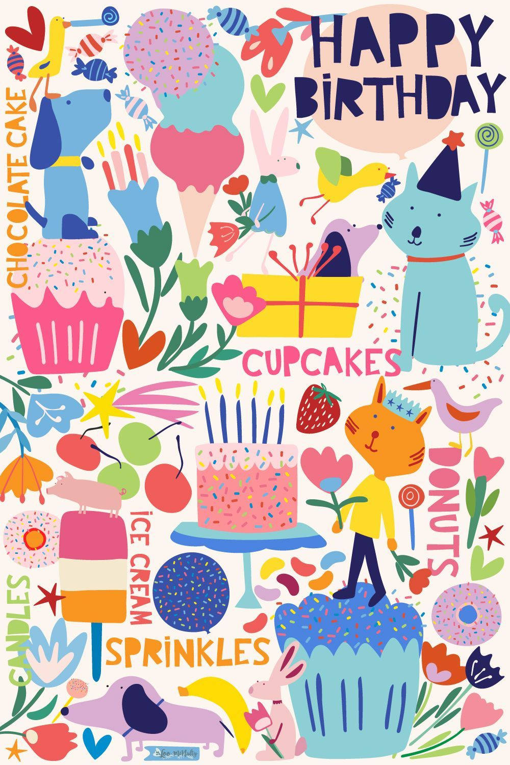 Colorful Aesthetic Happy Birthday Wallpaper