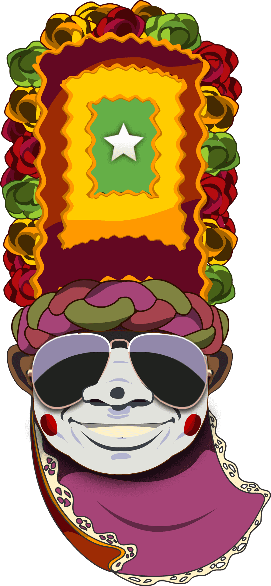 Colorful African Mask Illustration PNG