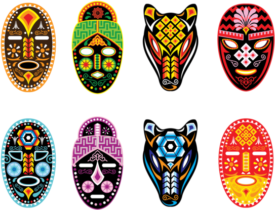 Download Colorful African Masks Vector Set | Wallpapers.com