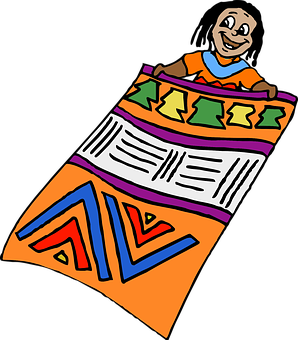 Colorful African Mat Vendor Cartoon PNG
