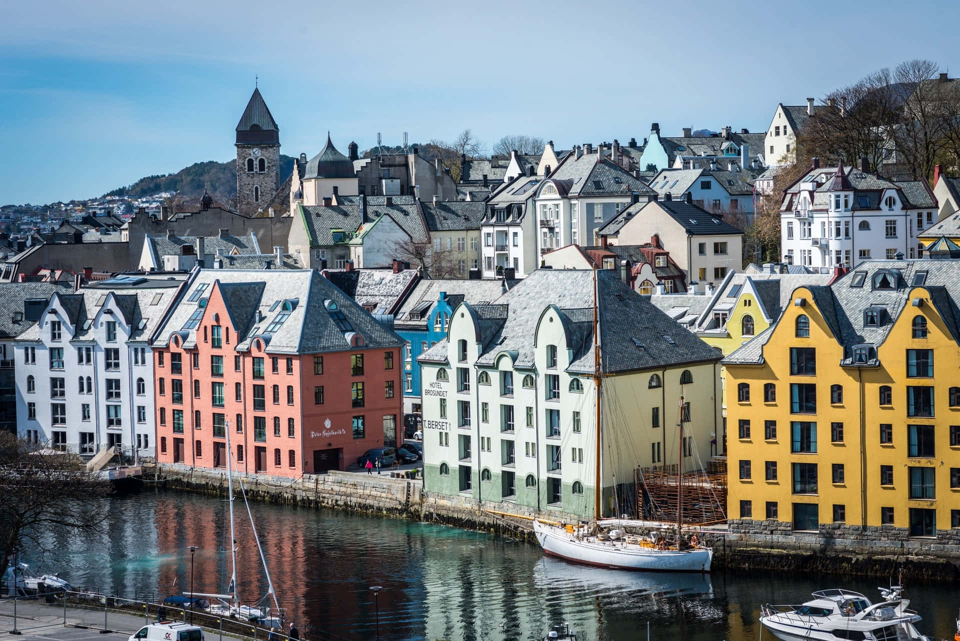 Colorful Alesund Waterfront Norway Wallpaper