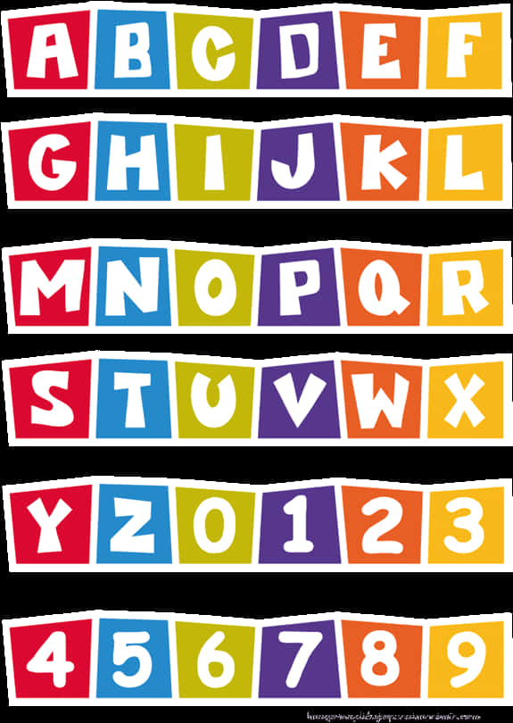 Colorful Alphabetand Numbers Banner PNG