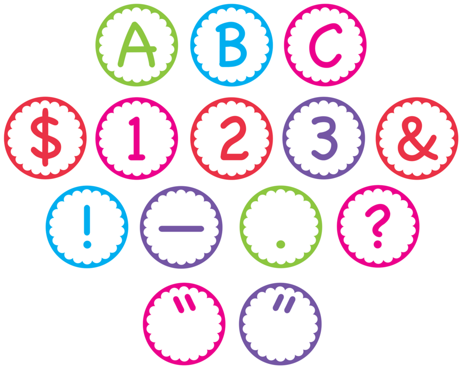 Colorful Alphabetand Symbols Stickers PNG